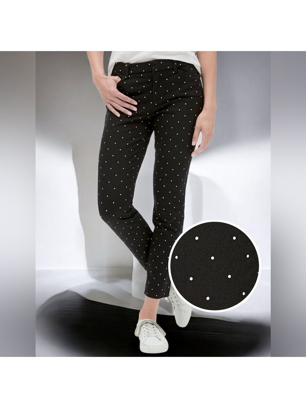 GAP Black Polka Dot High Rise Skinny Ankle Pants Size 14